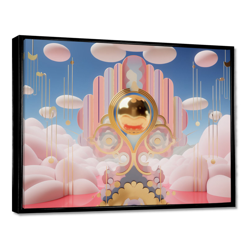 «Pink Cloud Magic Universe», paysage abstrait, art mural, H 12 po x l 20 po x P 1 po, Black Floater Framed Canvas
