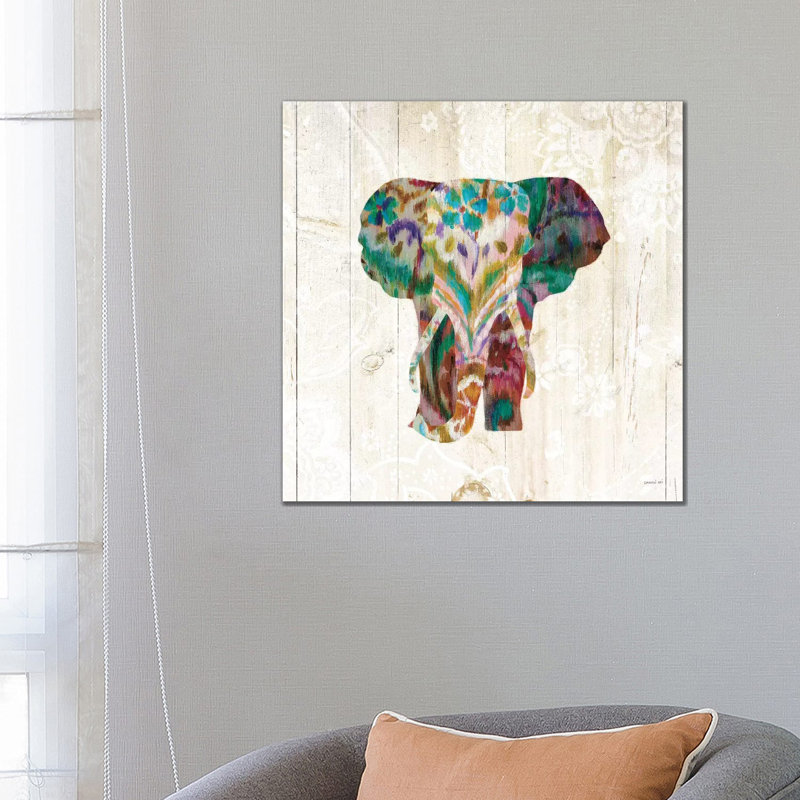 Boho Paisley Elephant III by Danhui Nai - Print on Canvas, Wrapped Canvas, 66.04 cm H x 66.04 cm W x 1.91 cm D