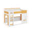 Lit superposé simple au-dessus de simple avec tablettes de rangement, fenêtre et deux portes-1353686264