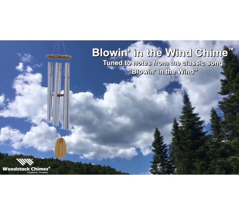 Silver Aluminum and Cherry Ash Wood Wind Chime, 34"
