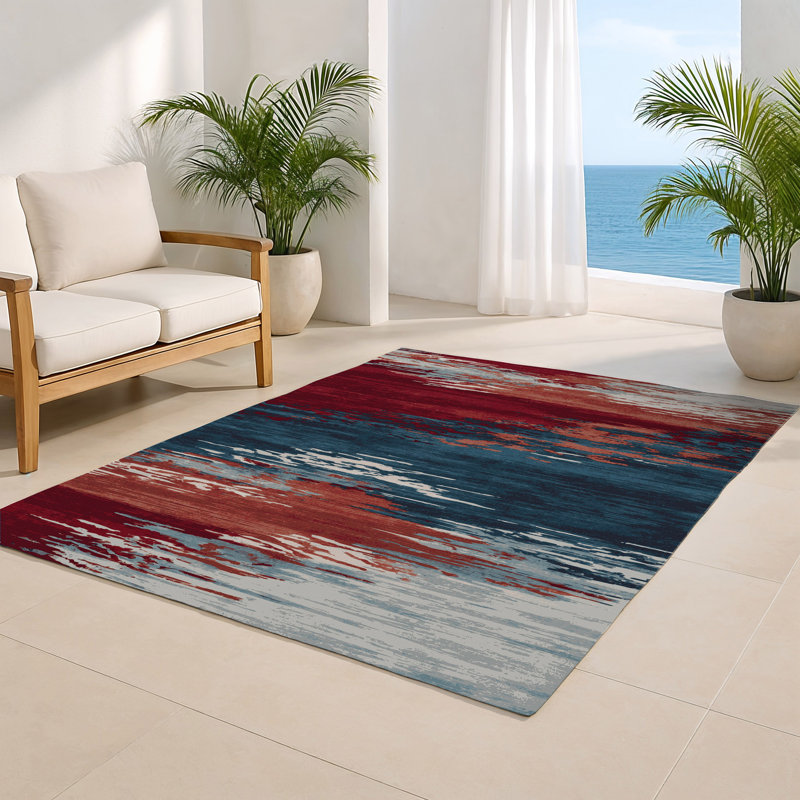 Watercolor Red Indoor and Outdoor Area Rug, Rectangle 2' x 3'