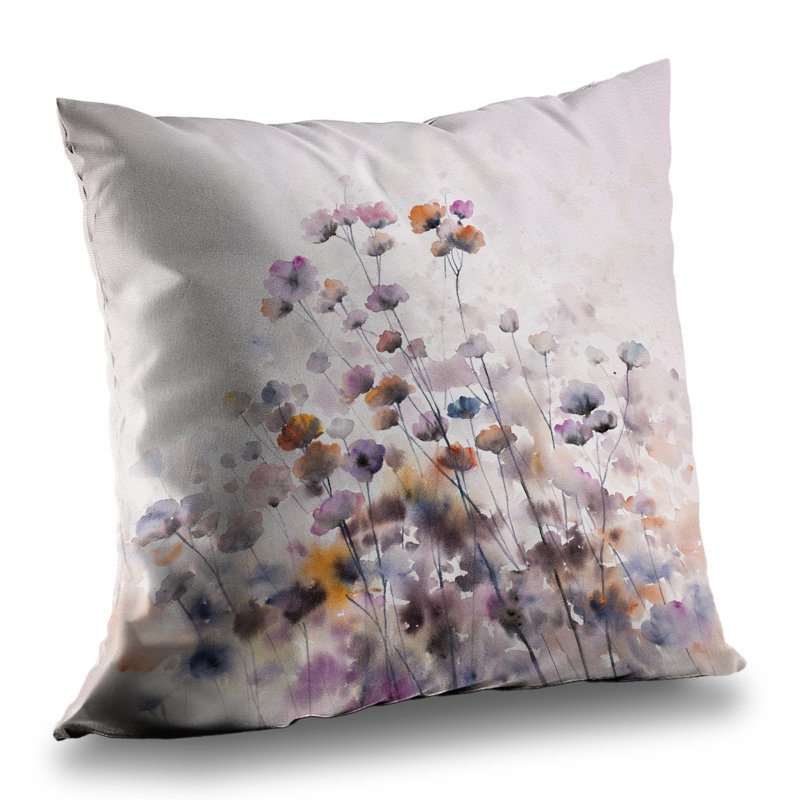 Wildflowers Purple Poly Twill Throw - Home Decor Accent – Throw Pillow Cover Only, Double-Sided Print, Insert Not Included