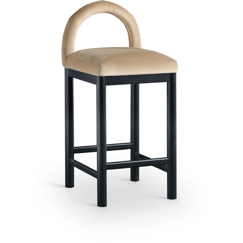 Conrad Letcher Velvet Counter Stool, Beige Velvet Seat/Black Frame