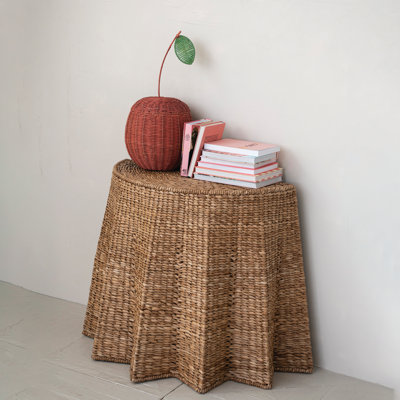 Pleated Water Hyacinth & Rattan Console Table