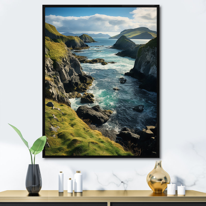 Irlande, péninsule de Dingle Cilf III - impression d'art nautique et plage, H 40 po x l 30 po x P 1,5 po, Cadre flottant noir