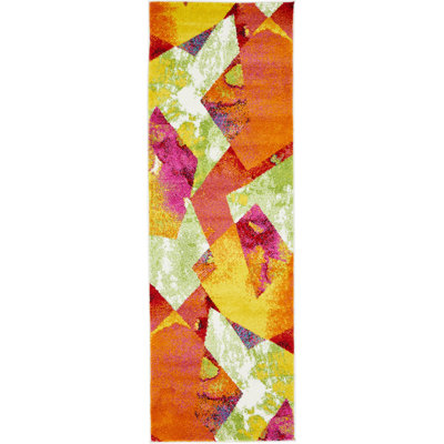 Tapis abstrait jaune / rouge Stilson