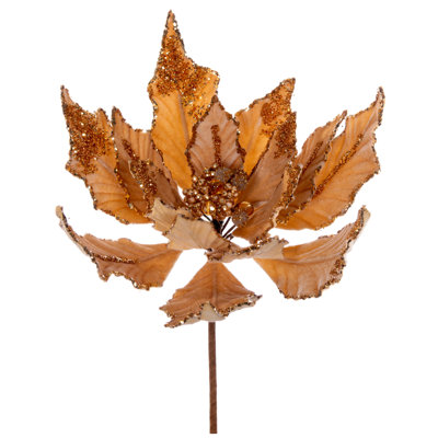 Vickerman Double Sided Artificial Velvet Poinsettia Pick