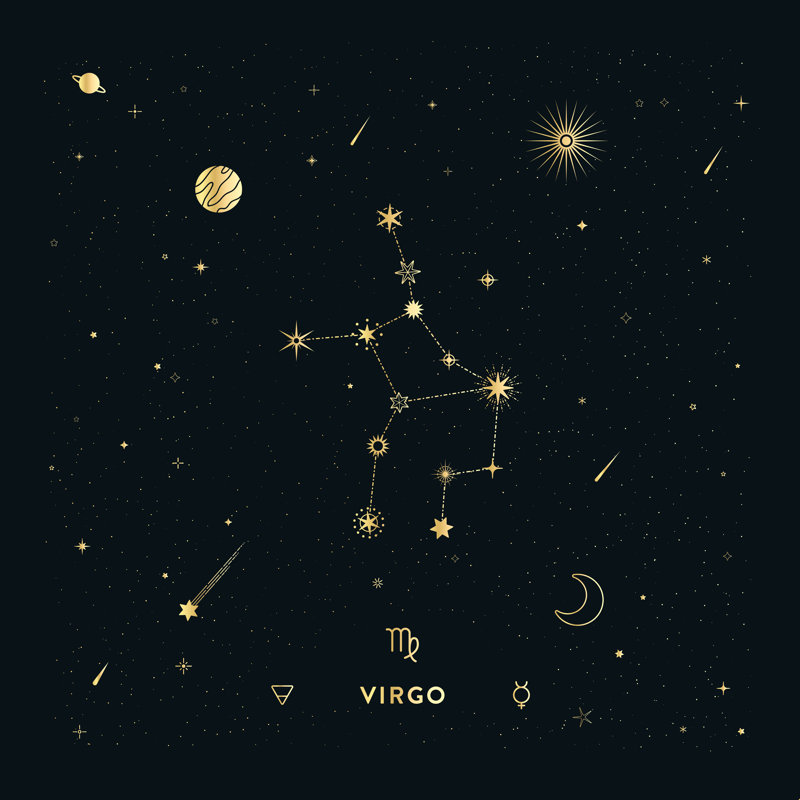 Vierge constellation en or, H 12 po x l 12 po
