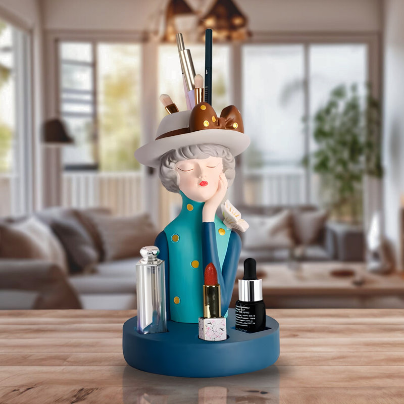 Organisateur de maquillage Elend avec petit vase, organisateur de maquillage