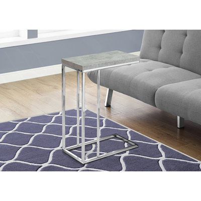 Accent Table, C-Shaped, End, Side, Snack, Living Room, Bedroom, Grey Laminate, Chrome Metal, Contemporary, Modern