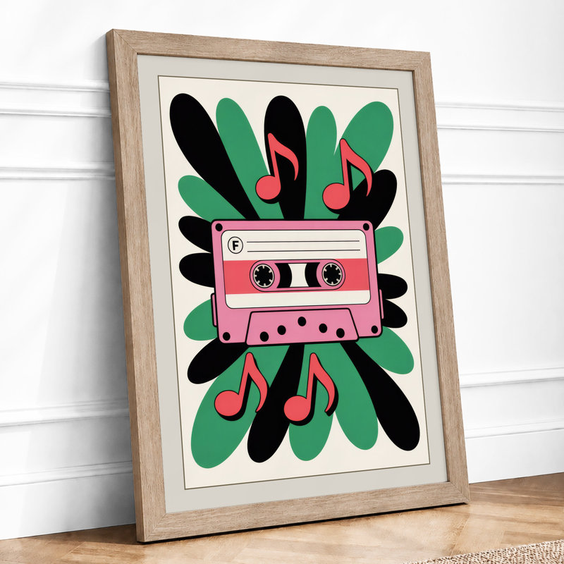 Cassette Dreams Retro - Framed Print, A4 - 29.7 x 21.0 cm, Oak