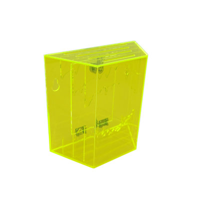 FixtureDisplays® Boîte de donation jaune-vert en plexiglas, boîte de collecte de fonds, boîte à idées de style stalactite, l 7,9 po x H 7,6 po x P 3,3 po, fixation murale et 2 clés 21735