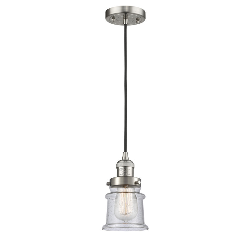 Luminaire suspendu en forme de cloche à 1 lumière Alexandira, Grainé, Ampoule DEL 6 watts Vinage, Nickel satiné brossé