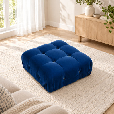 Repose-pieds carré standard en velours Jesse