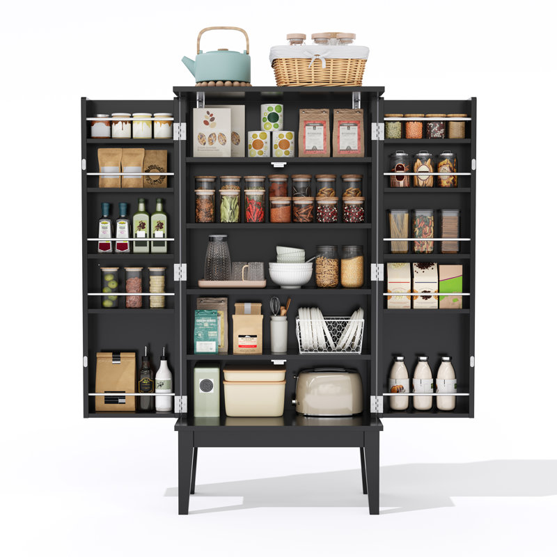 120cm Kitchen Pantry, Black