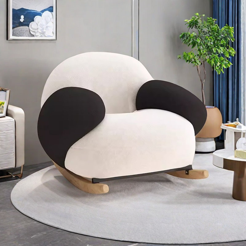 Chaise berçante simple pour la maison, Noir / blanc