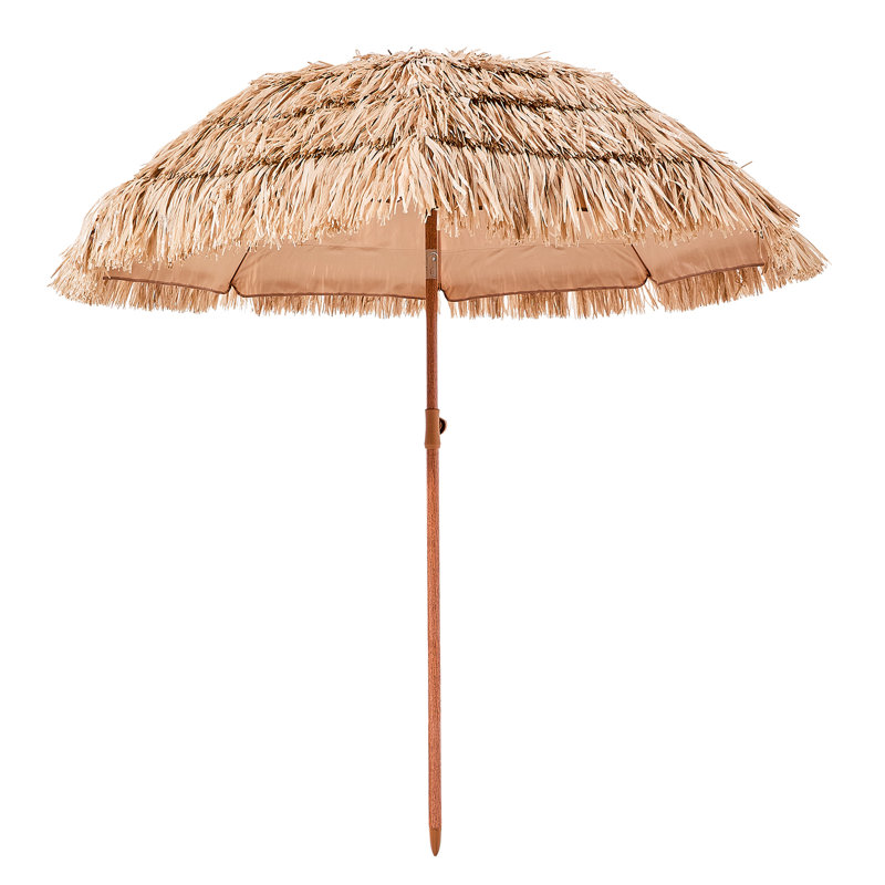 Parasol au toit de piscine au toit de chaume 6 pi, 30 inclinables à gauche ou à droite, 140G respirant, auvent incliné en métal à 8 nervures de patio pour des moments de détente en plein air, installation rapide et facile
