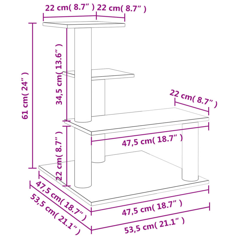 Wheaton 61cm H Cat Tree, Dark Grey