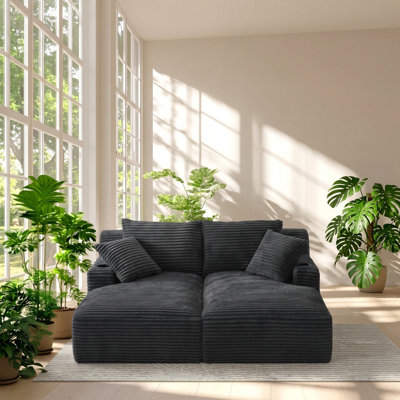 Chaise longue double en velours côtelé avec porte-gobelets l 70,9 po x P 61,8 po x H Normicore