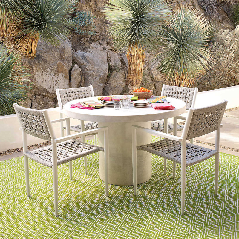 Diamond Sprout/White Handwoven Indoor/Outdoor Rug, Rectangle 2' x 3'