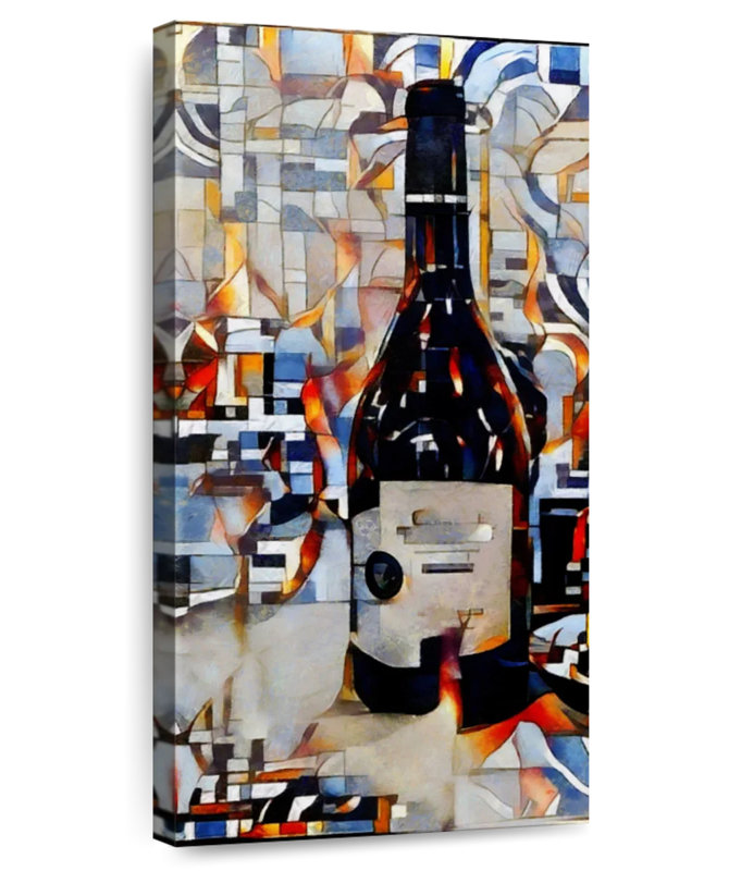 Bouteille de vin / style abstrait, H 24 po x l 12 po