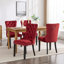 2 pièces de chaises de salle à manger rembourrées en velours, bourgogne. Style élégant, coussin éponge à rebond élevé, base en bois massif Classic 2, siège confortable, pieds-240074594