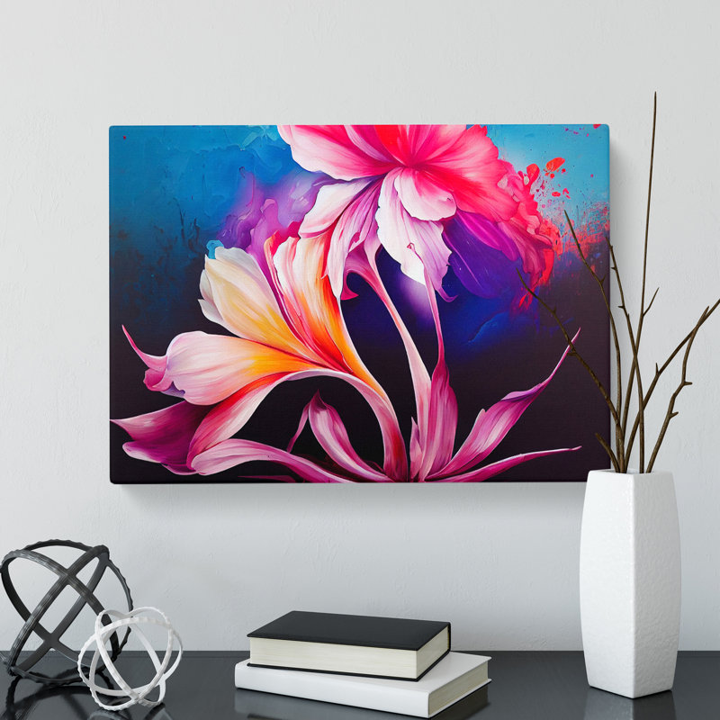 Fierce Modern Flowers Abstract - Wrapped Canvas, 35cm H x 50cm W x 3cm D