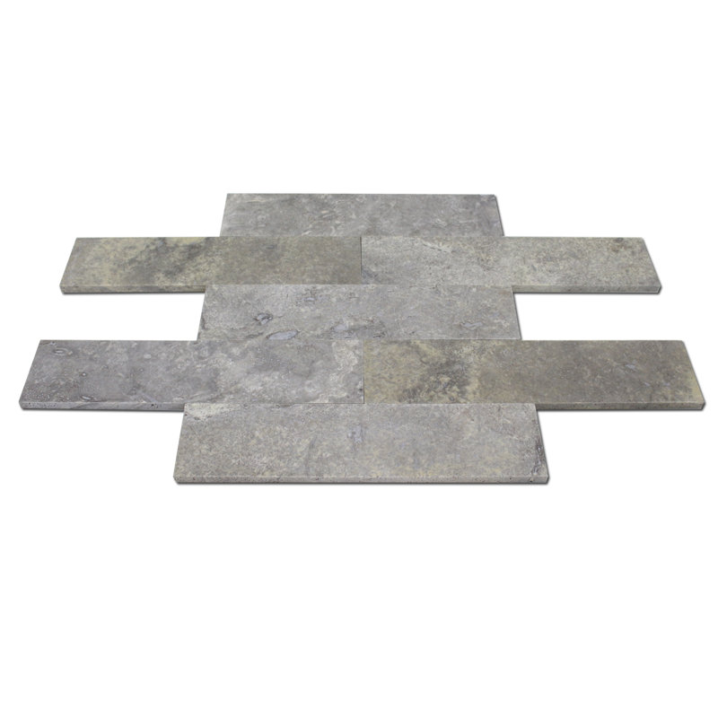3x12 SILVER TRAVERTINE H/F & STRAIGHT