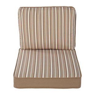 36.5 Red & Brown Tropical Striped Reversible Outdoor Patio Furniture Mid Back  Chair Cushions