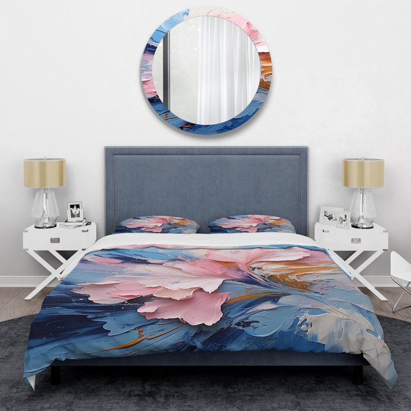 Ensemble de housse de couette à encre liquide rose et mauve II, Housse de couette pour très grand lit et 2 très 