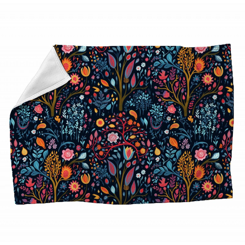 Machine Printed Throw Blanket, Throw, Abstract, Blue/Red/Yellow