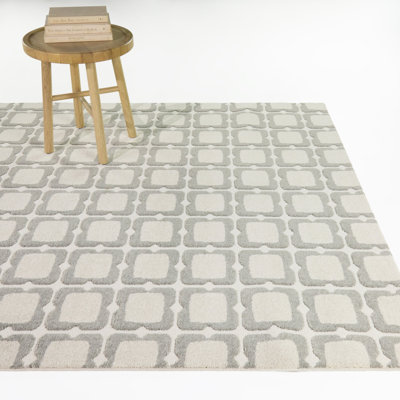 Tapis Pietro crème/gris à motif scandinave à carreaux