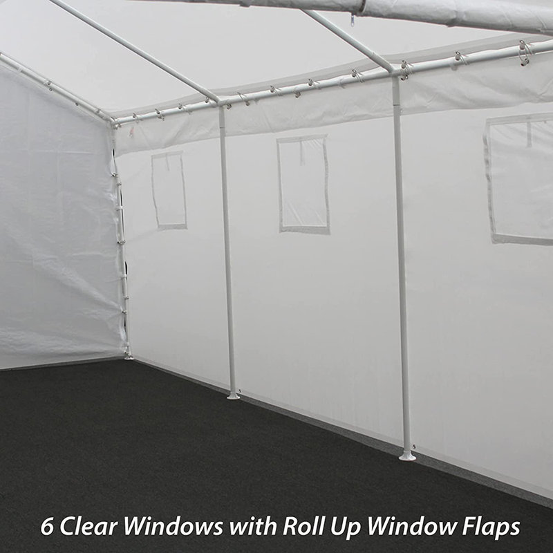 Hercules 10ft x 20ft White Metal Frame Enclosed Carport Garage