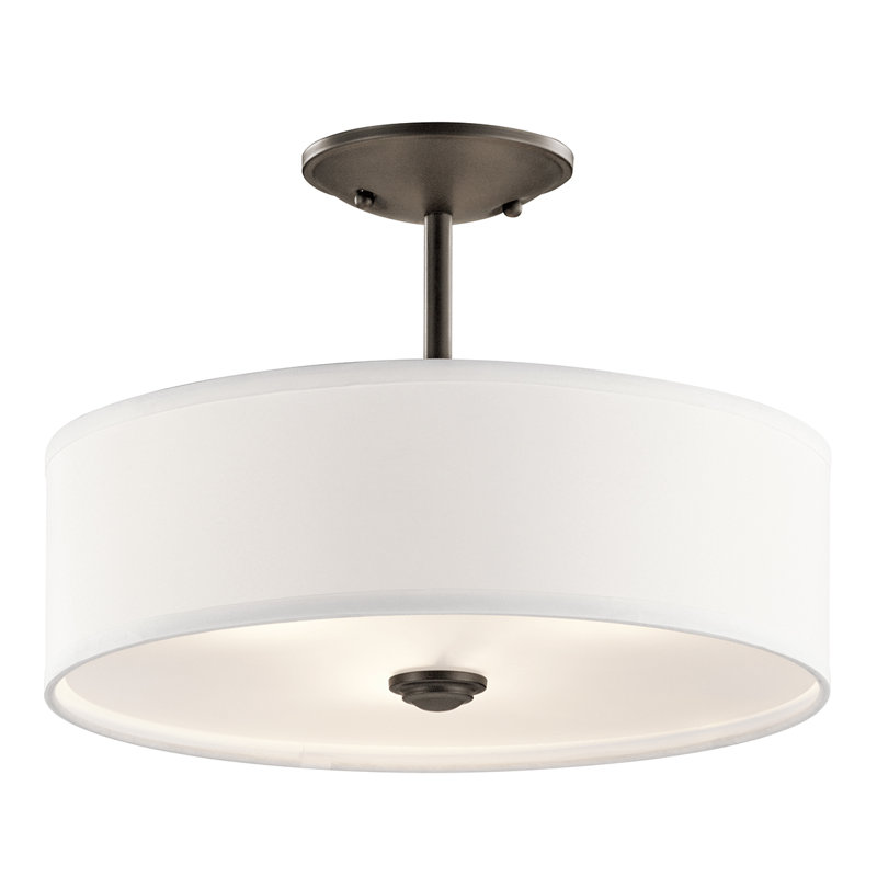Hopedale Fabric Semi Flush Mount, Olde Bronze