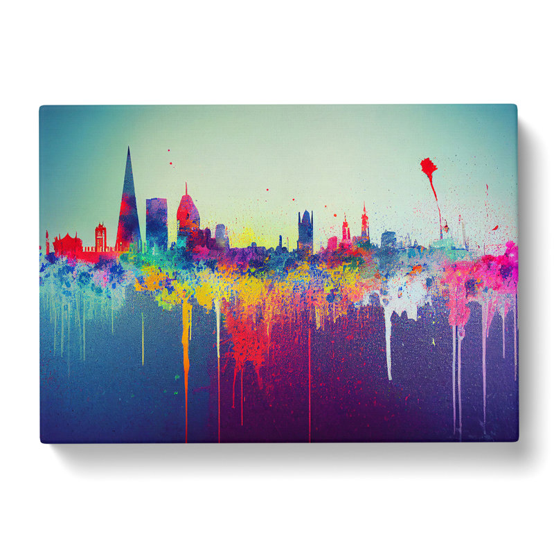 London Skyline Splatter Abstract - Wrapped Canvas, 50cm H x 76cm W x 3cm D