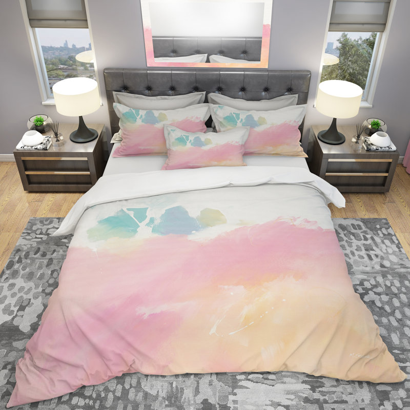 Pink Dream - Ensemble de housse de couette moderne et contemporain - Microfibre de polyester