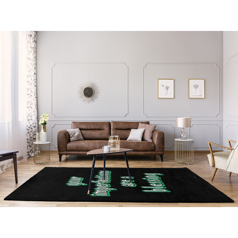 Tapis en poly-chenille style tableau noir, Rectangle 5 pi x 7 pi