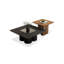 Ensemble de tables basses carrées en bois fritté noir et brun + bois manufacturé