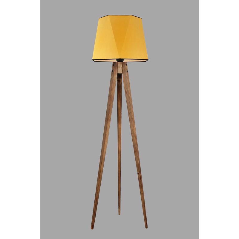 Chenoweth 165cm Tripod Floor Lamp, Mustard, Light Brown