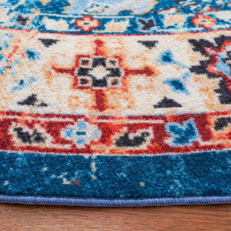 Manado Oriental Blue/Gold Area Rug, Runner 2'2" x 9'