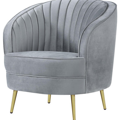 Modern Grey And Gold Chair, Soft Velvet Build Luxury Chair With Trim, Contemporary Living Room