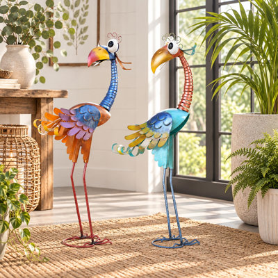 Statue de toucan en métal de 79,3 cm (31,2 pouces) pour jardin, terrasse et décoration intérieure
