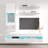 Lineville 63" Modern Floating Wall Mounted Entertainment Center with 16-Color LED Lighting, High Gloss Finish-441139603