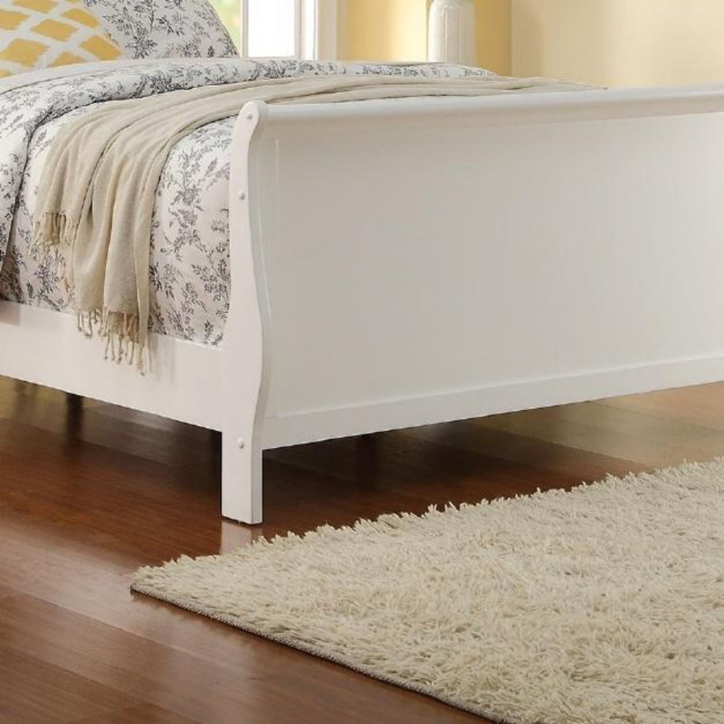 Moderne 1pc grand lit meubles de chambre à coucher lit-bateau tête de lit design contreplaqué 1pc cadre de lit blanc, Blanc