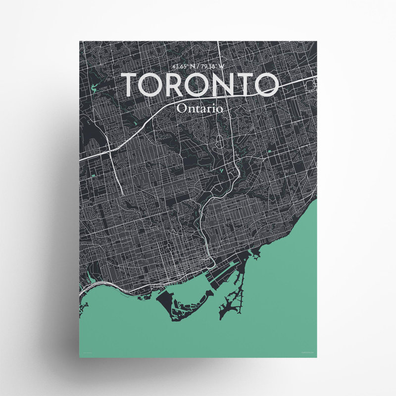 Toronto City Map In Dream - No Frame Print, 24cm H x 18cm W x 0.05cm D