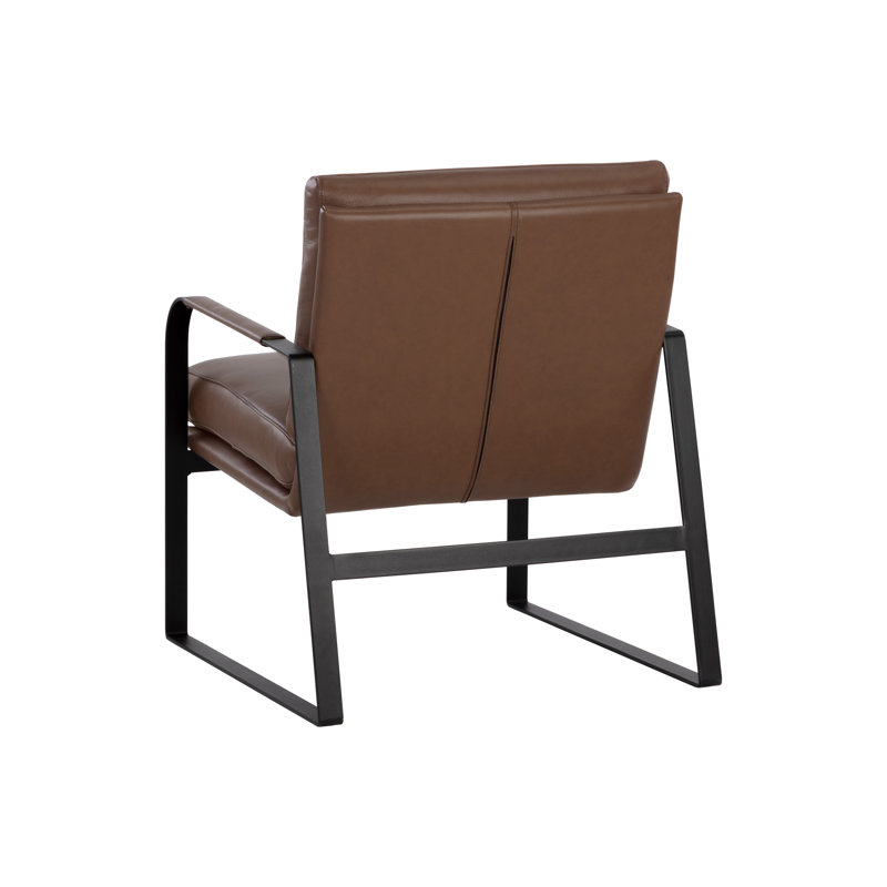 Leather Tufted Lounge Chair, Brown Genuine Leather