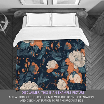 Botanical Navy/Orange Microfiber Comforter