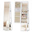 Mirror Jewellery Cabinet, Standing Jewellery Organiser with 360° Rotating Base, Full Length Lockable Mirror, Large 4-Tier Storage Compartments, Multifunctional, White and Beige