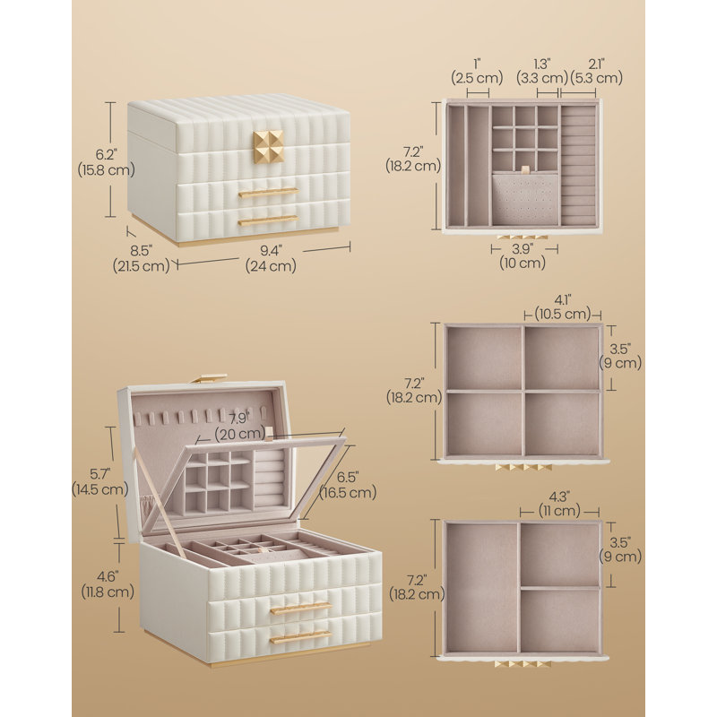 3-Tier Jewellery Box with Mirror