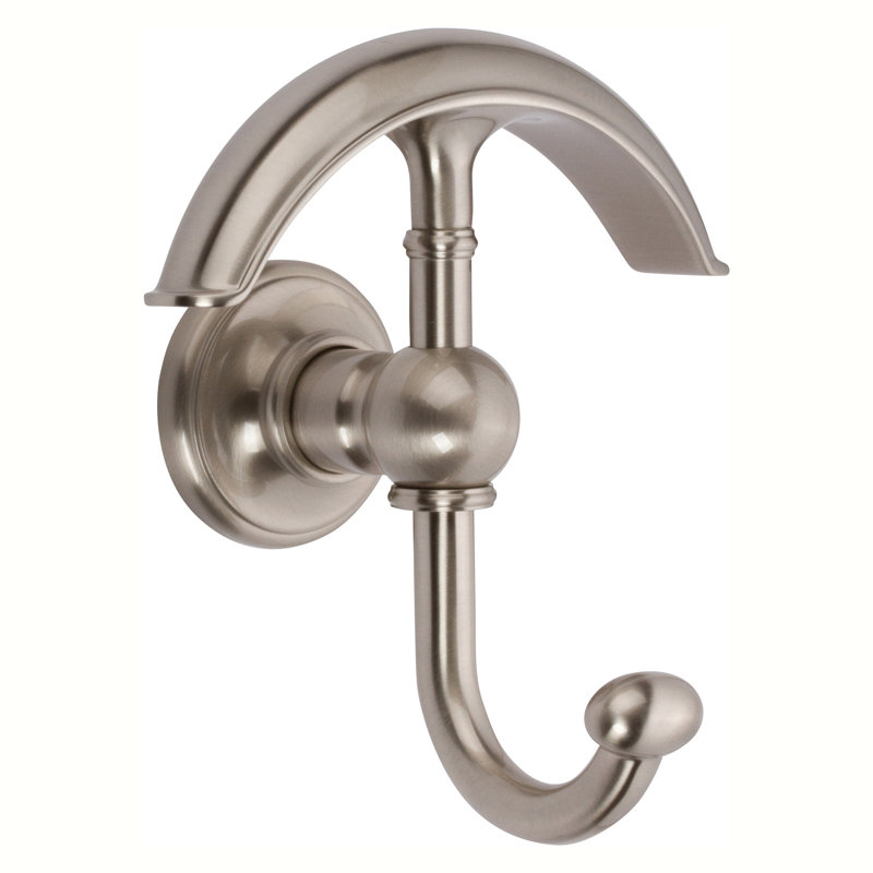 Columnar Double Robe Hook, Satin Nickle